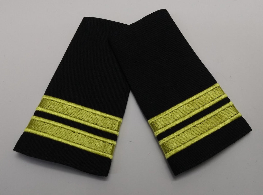 Officers Shoulder Slides 2 Bars Light Gold on Black Naval & Pilot Epaulettes