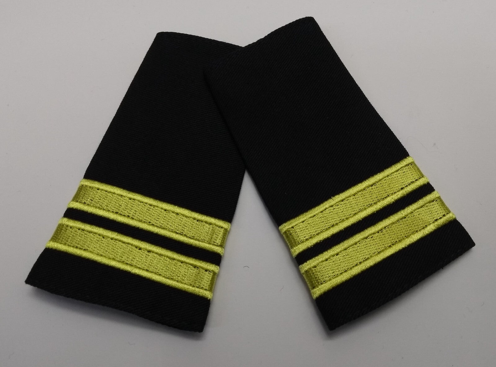 Officers Shoulder Slides 2 Bars Light Gold on Black Naval & Pilot Epaulettes
