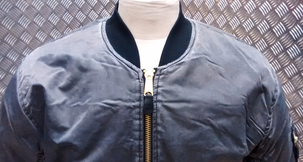 MA1 US Military Style Bomber Jacket Black Stone Washed - NEW