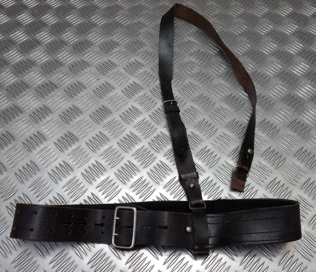 Vintage Sam Browne Brown Leather Belt & Shoulder Strap Issue Faulty
