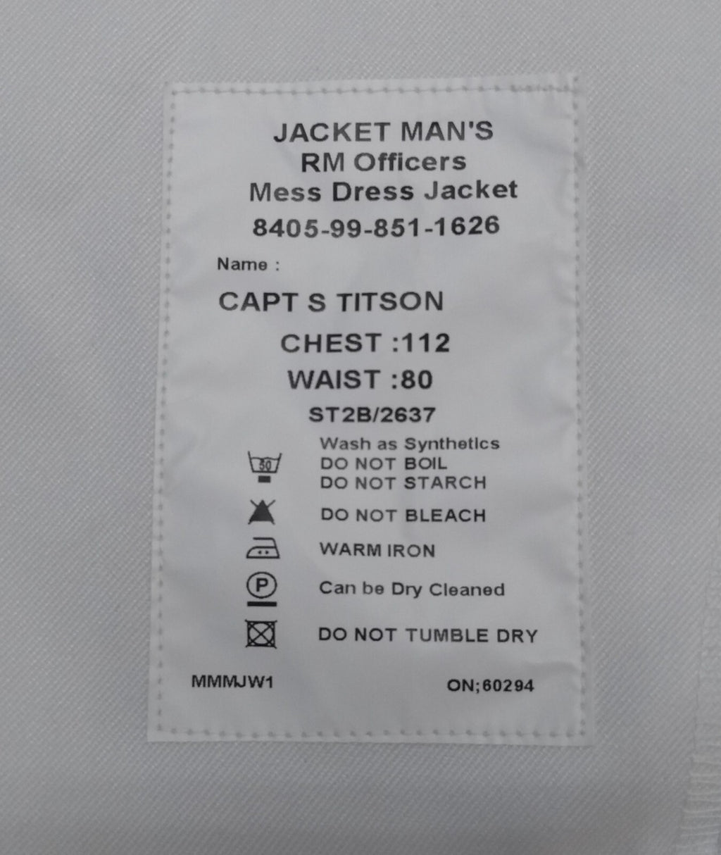 RM Royal Marines Mess Jacket White British Royal Dress Jacket Assorted Sizes