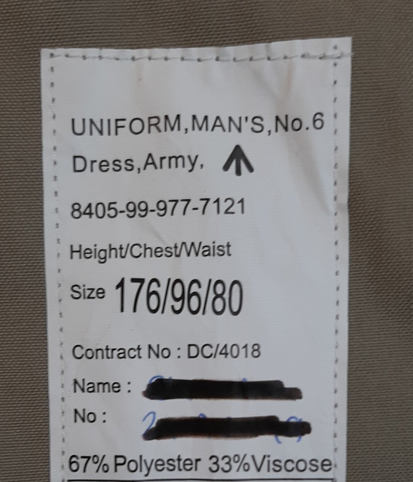 British Army Jacket No6 Gurkha Style Fully Buttoned Braided Crown Badge 3 Bar Chevron 176/96