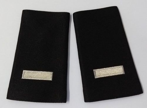 1 Bar Slides British Made Shoulder Rank Sliders Silver Bar on Black 1 Pair