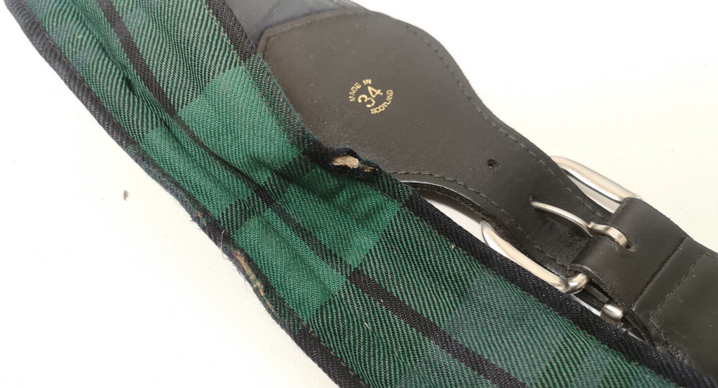 Scottish Regiment Belt Vintage British Tartan Patterned Belt with defects