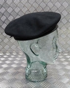 Genuine Hobson London Black Lined Wool Beret Leather Rim 7 1/8