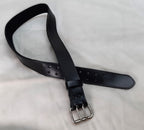 2" Utility Belt Full Grain Lined Leather Nickel Plated Double Prong Buckle
