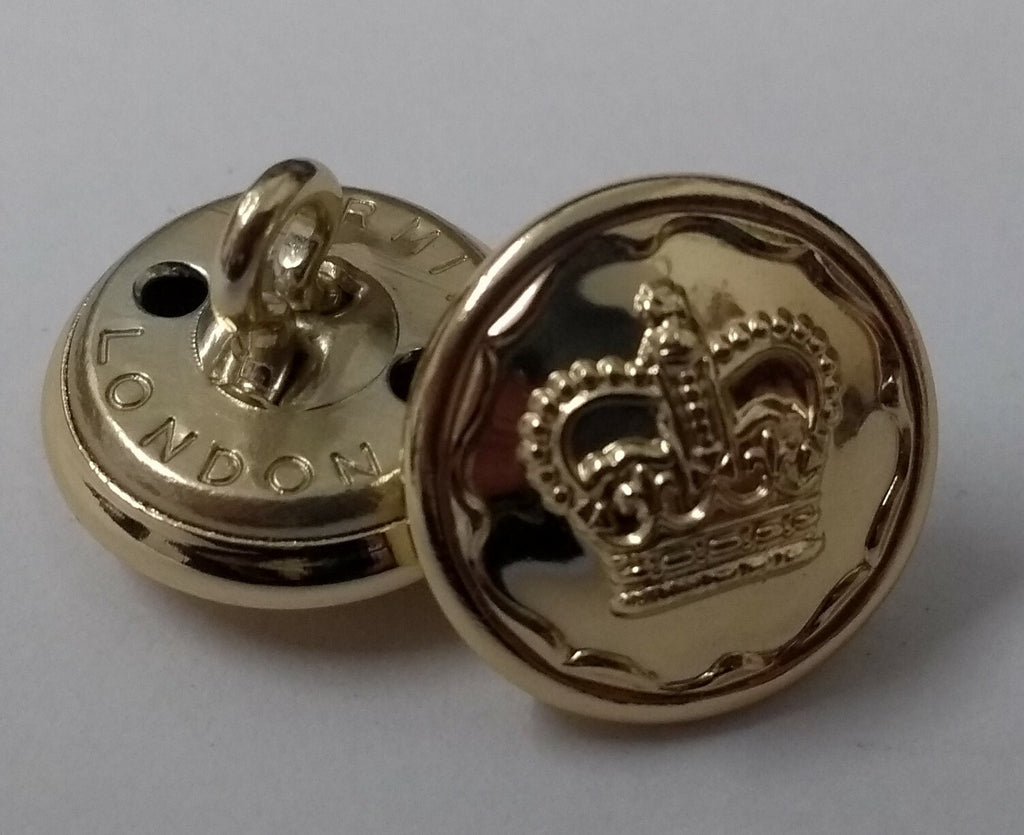 Genuine British Issue Royal Crown And Border Buttons x 2- NEW