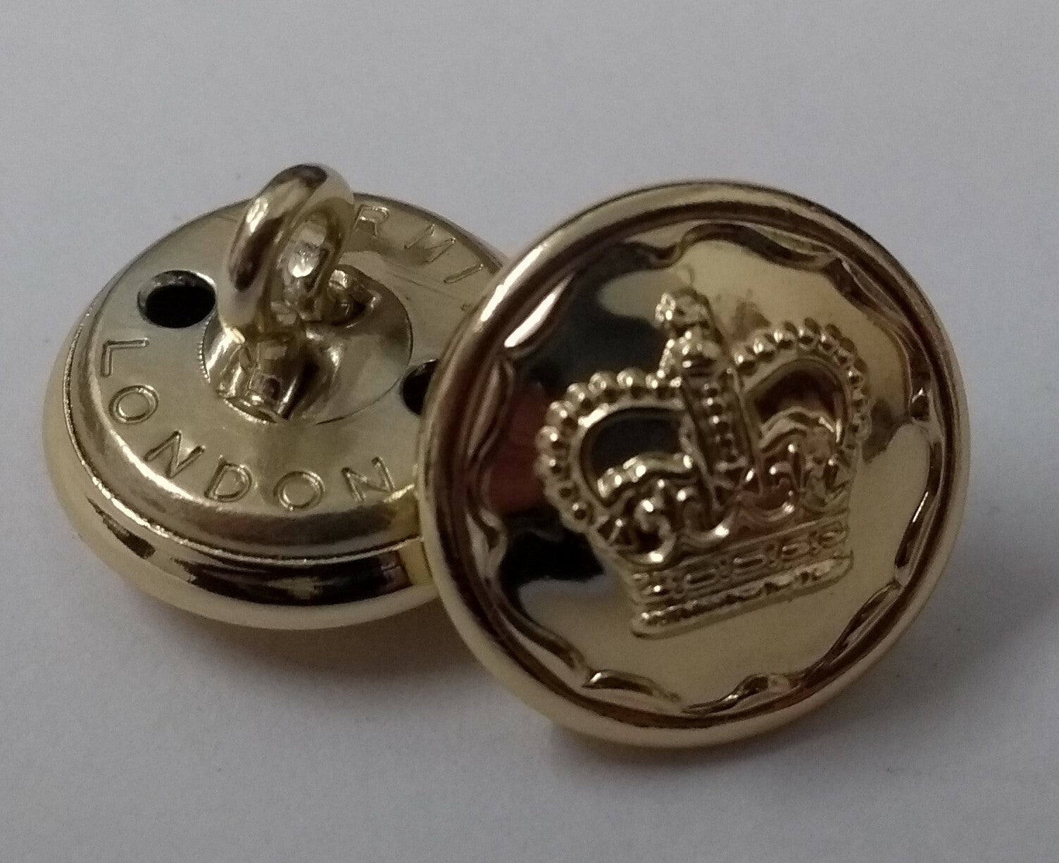 Genuine British Issue Royal Crown And Border Buttons x 2- NEW
