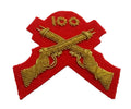 Mess Kit Badge Skill 100 at Arms on Red British Hand Embroidered Patch