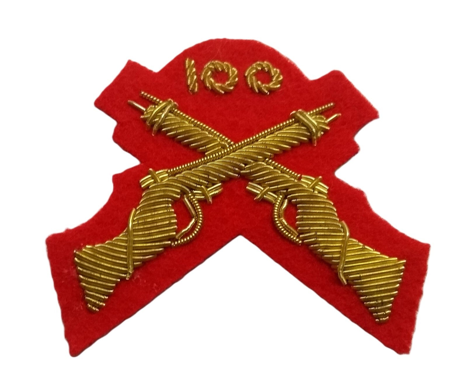 Mess Kit Badge Skill 100 at Arms on Red British Hand Embroidered Patch
