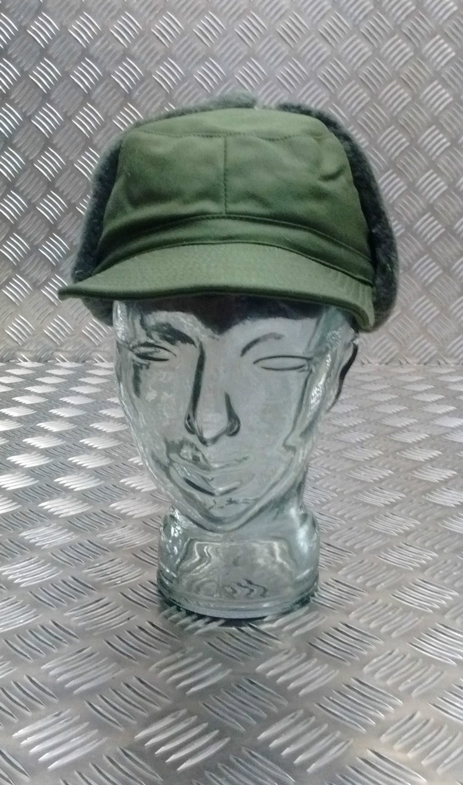 Genuine Swedish Army Green Cold Weather / Dog / Trapper Hat 58cm - NEW