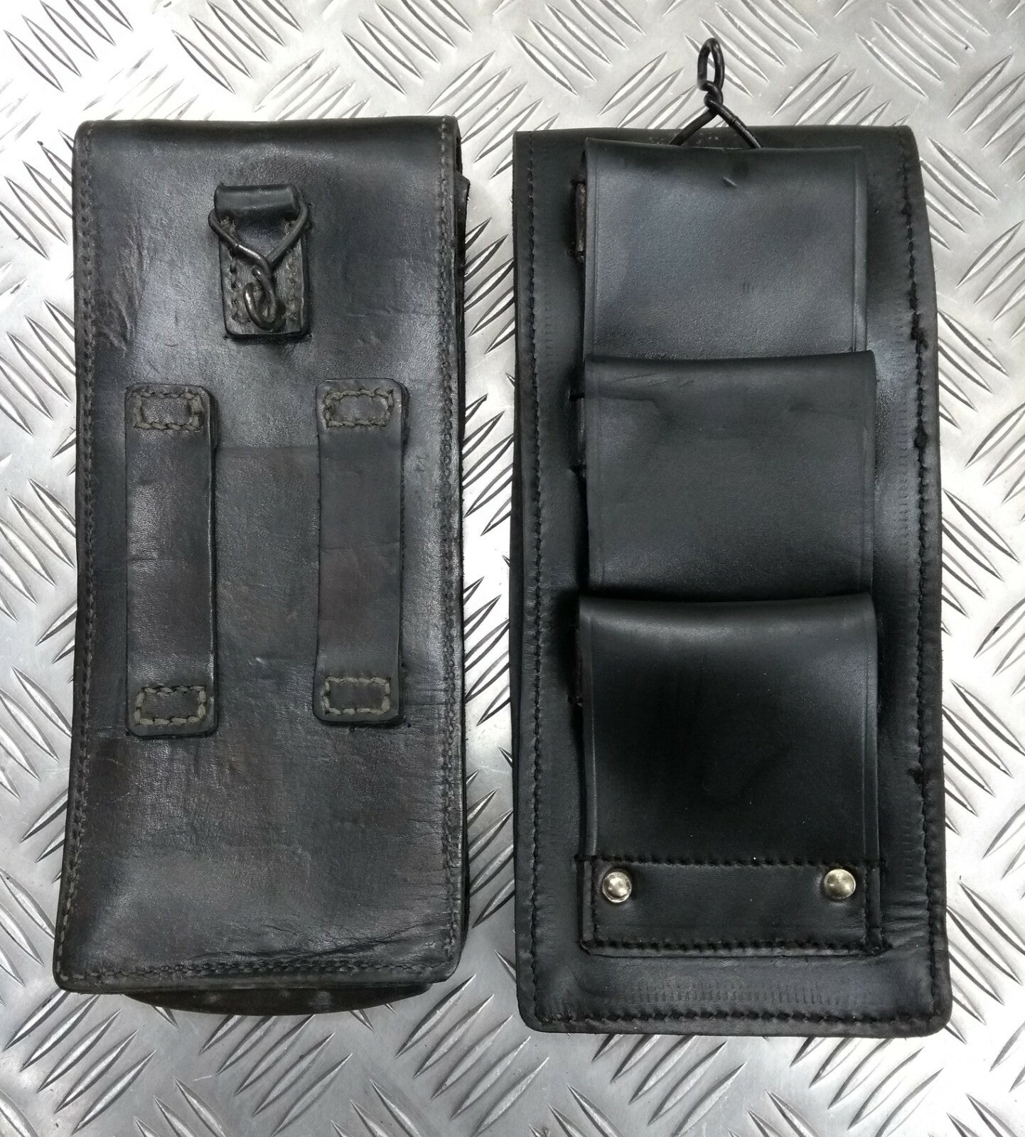 Genuine Vintage Army Leather Pouch with belt loops and metal loop - with Defect
