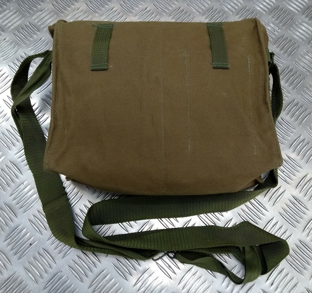 Khaki Canvas Gas Bag Vintage Haversack / Shoulder and Waist Straps 1980s Pattern