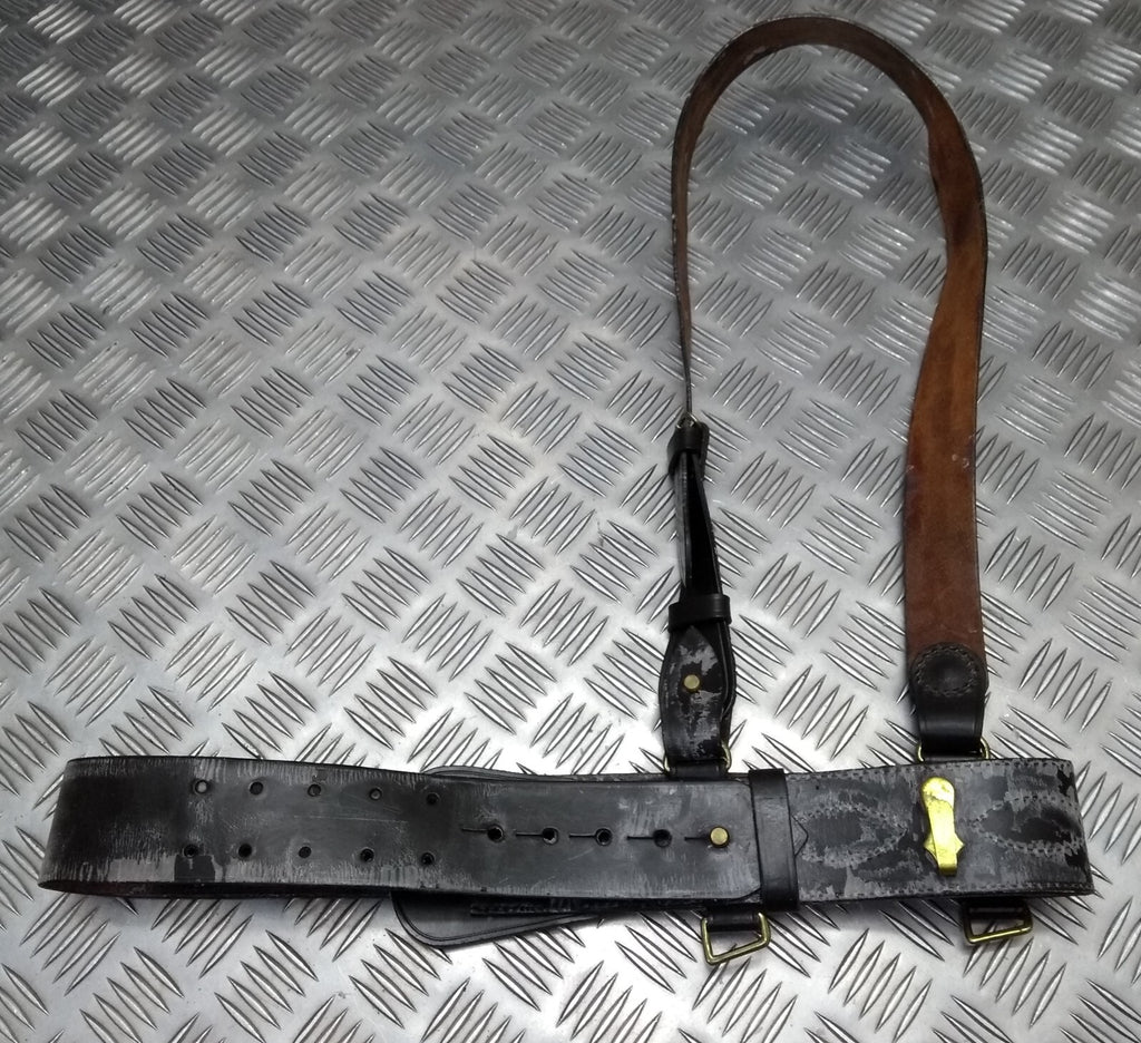 Sam Browne Brown Leather Belt & Shoulder Strap British Issue No Main Buckle
