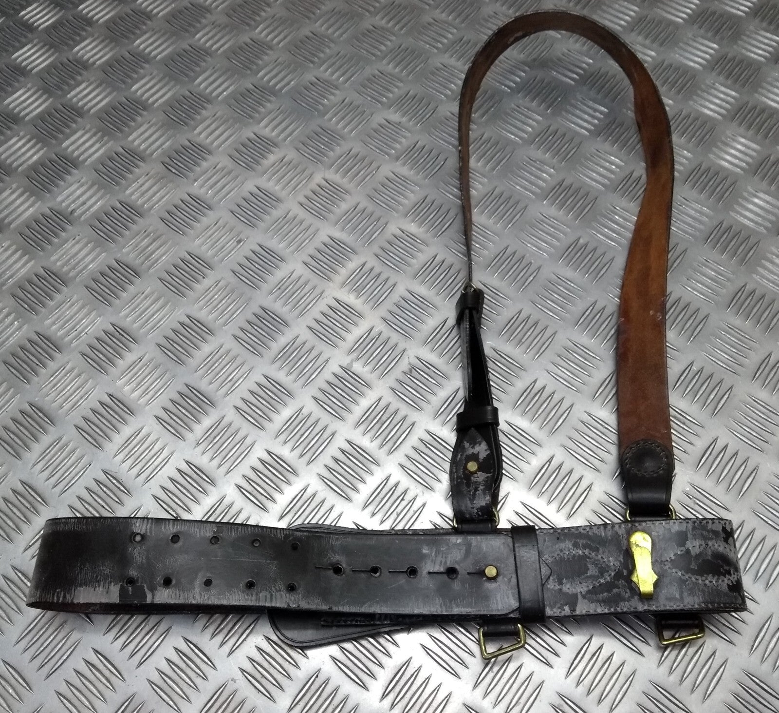Sam Browne Brown Leather Belt & Shoulder Strap British Issue No Main Buckle