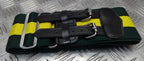 Stable Belt 75mm Green with Yellow Stripes Double Leather Straps UK Made XL