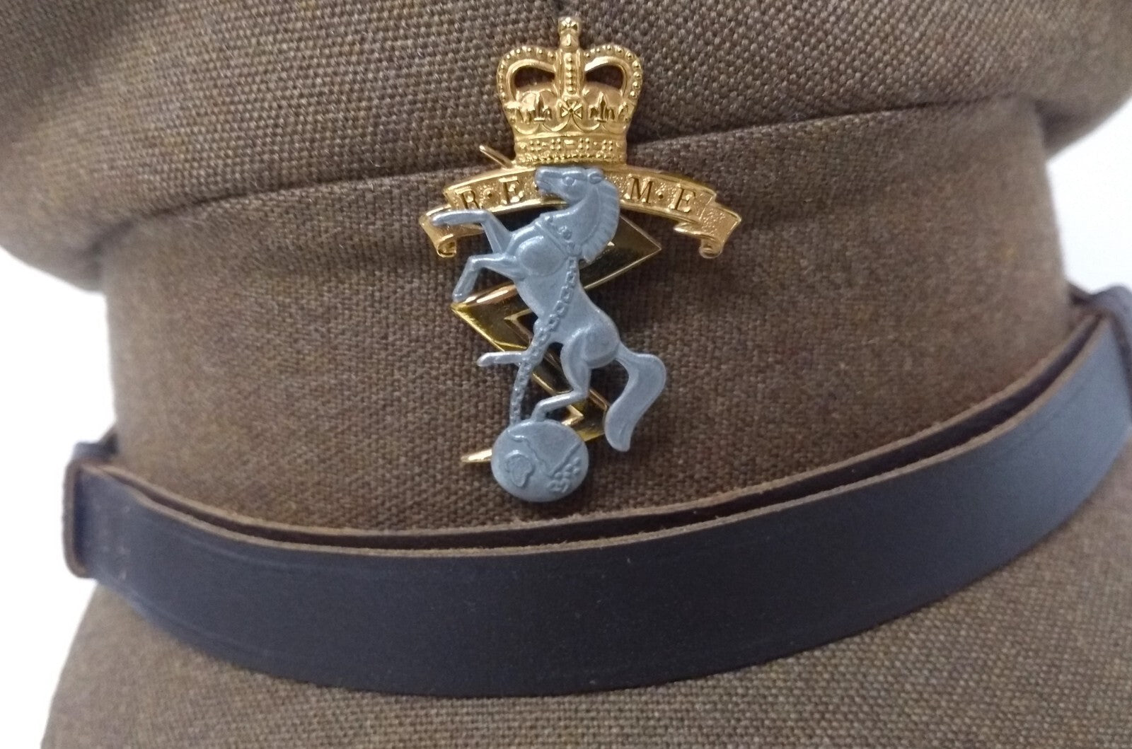 No2 Officer Hat REME British Army Full Insignia & Chin Strap Goldings 56cm