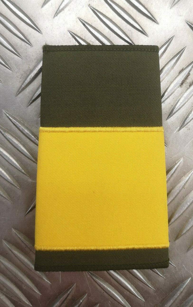 Genuine British UOTC OD Green & Yellow Rank Slides / Epaulettes - USED