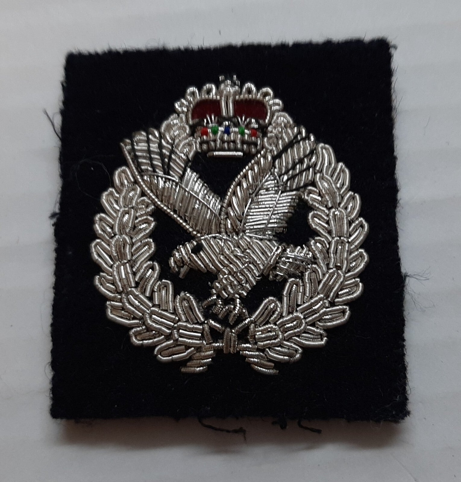 AAC Beret Badge Vintage British Army Air Corps Wire Insignia Patch Queens Crown
