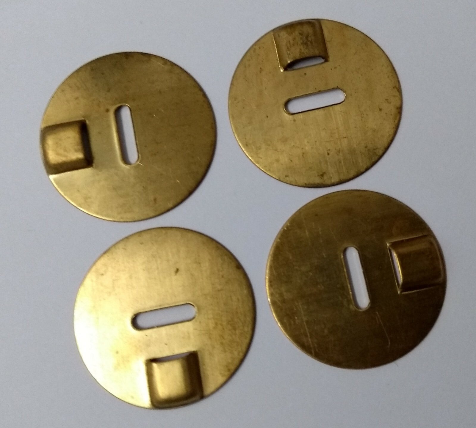 Vintage Round Brass Type Button Backing Plates 2 Pairs STD33