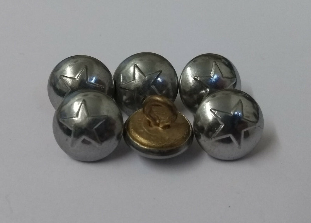 5 Point Star Small 11.6mm Dress Hat Buttons Looped Back With Raised Insignia X6