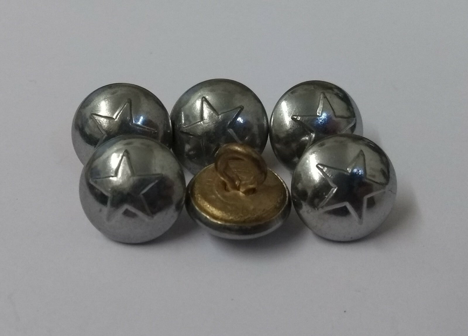 5 Point Star Small 11.6mm Dress Hat Buttons Looped Back With Raised Insignia X6