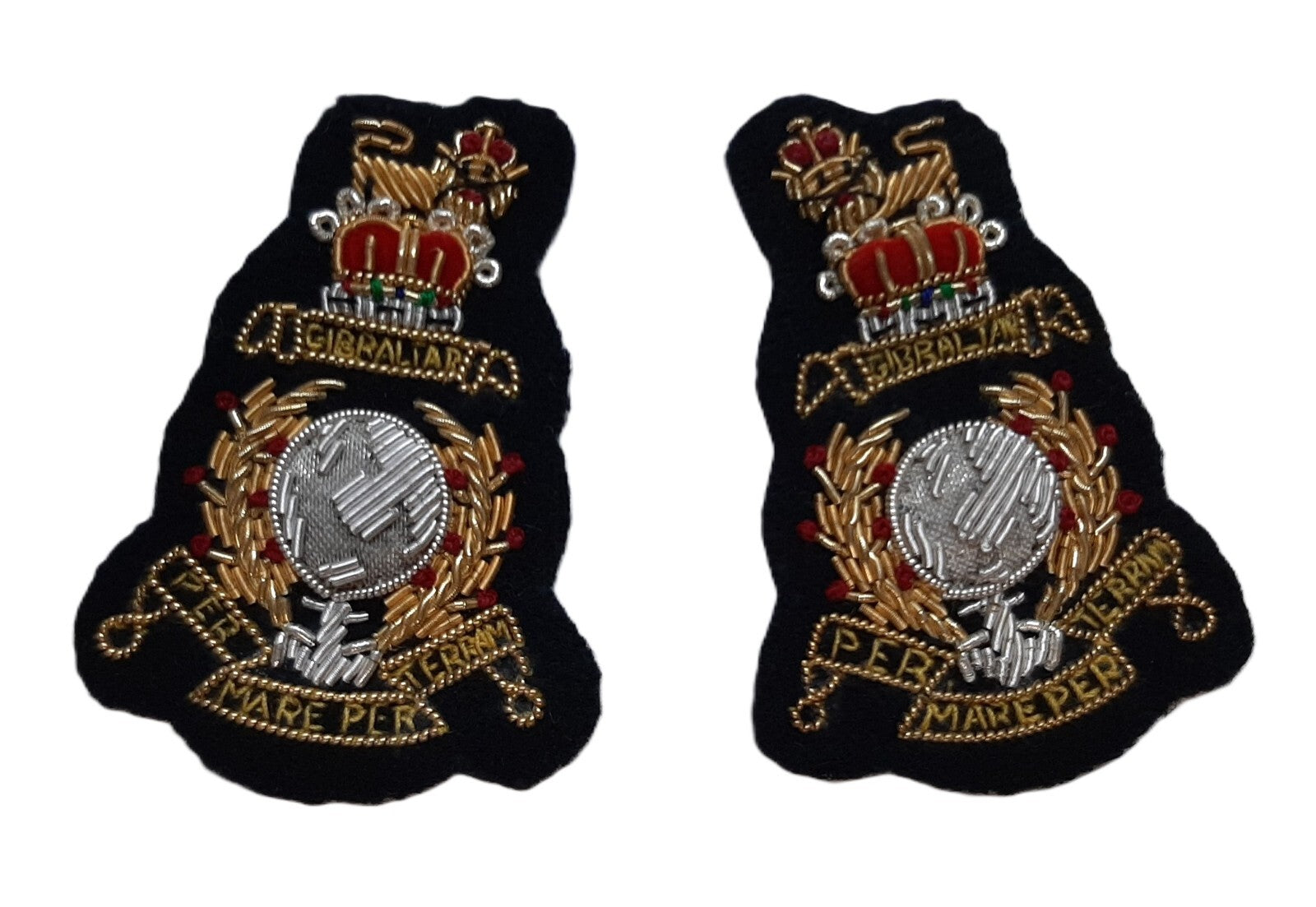 Royal Marines Staff Officer British RM Black Embroidered OFC Collar Patches