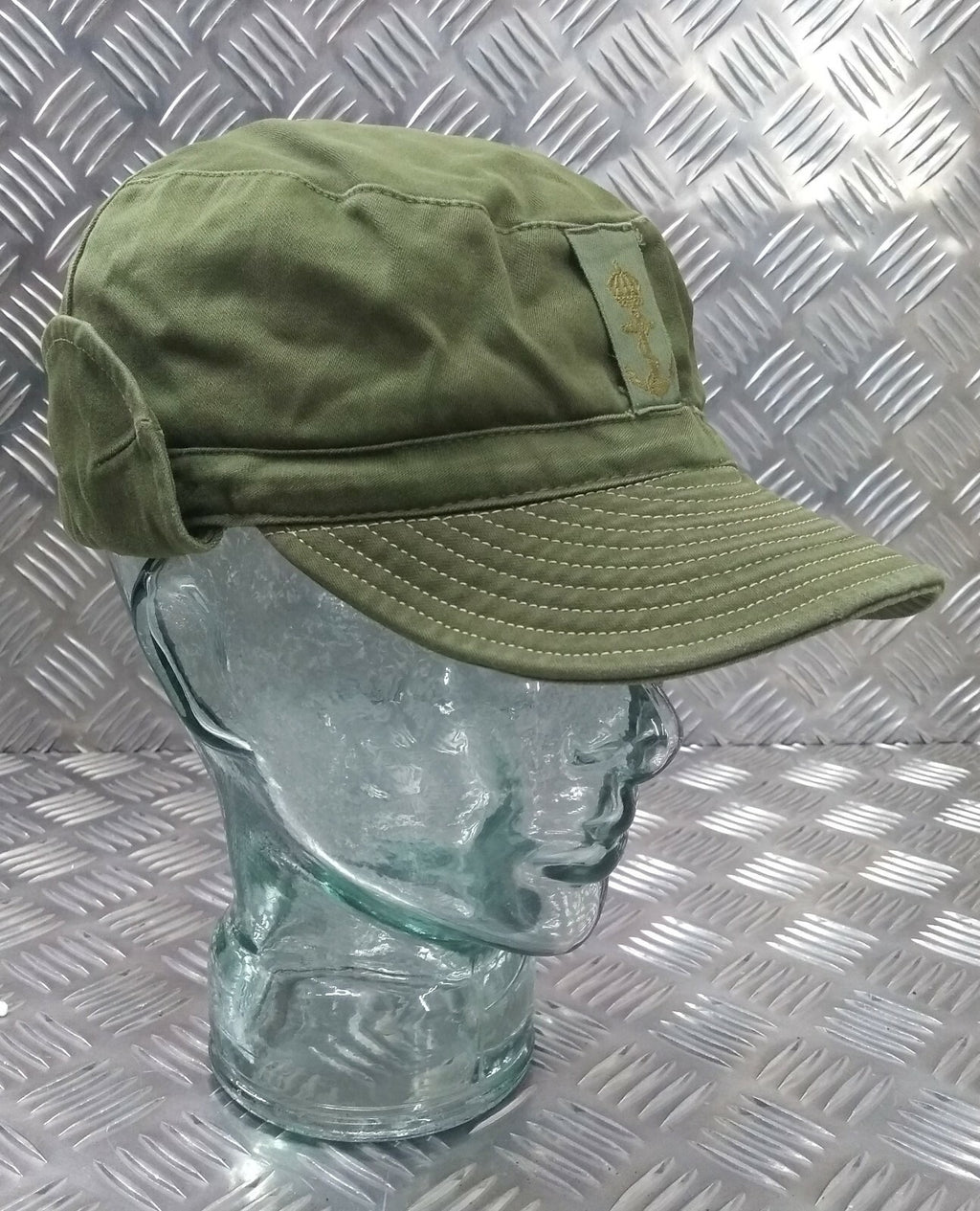 Genuine Swedish Vintage Green Cotton Drill Fatigue Combat Cap 60s Patt