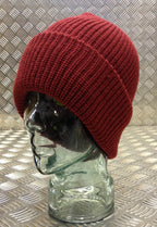 Dark Red / Maroon Knitted Beanie Hat / Woolly Hat - 100% Wool - One size - NEW