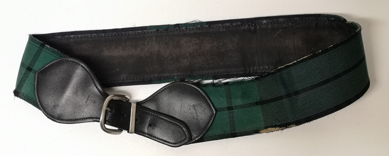 Scottish Regiment Belt Vintage British Old Tartan Patterned with defects