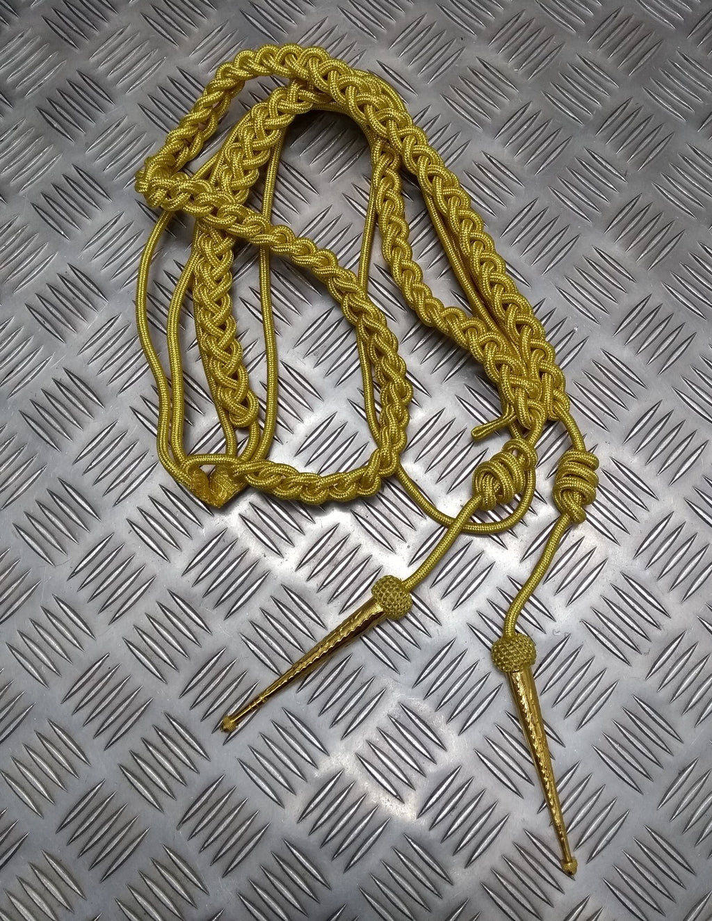 Army Ceremonial Aiguillette / Officers Lanyard Metallic Gold Tip Ends Present