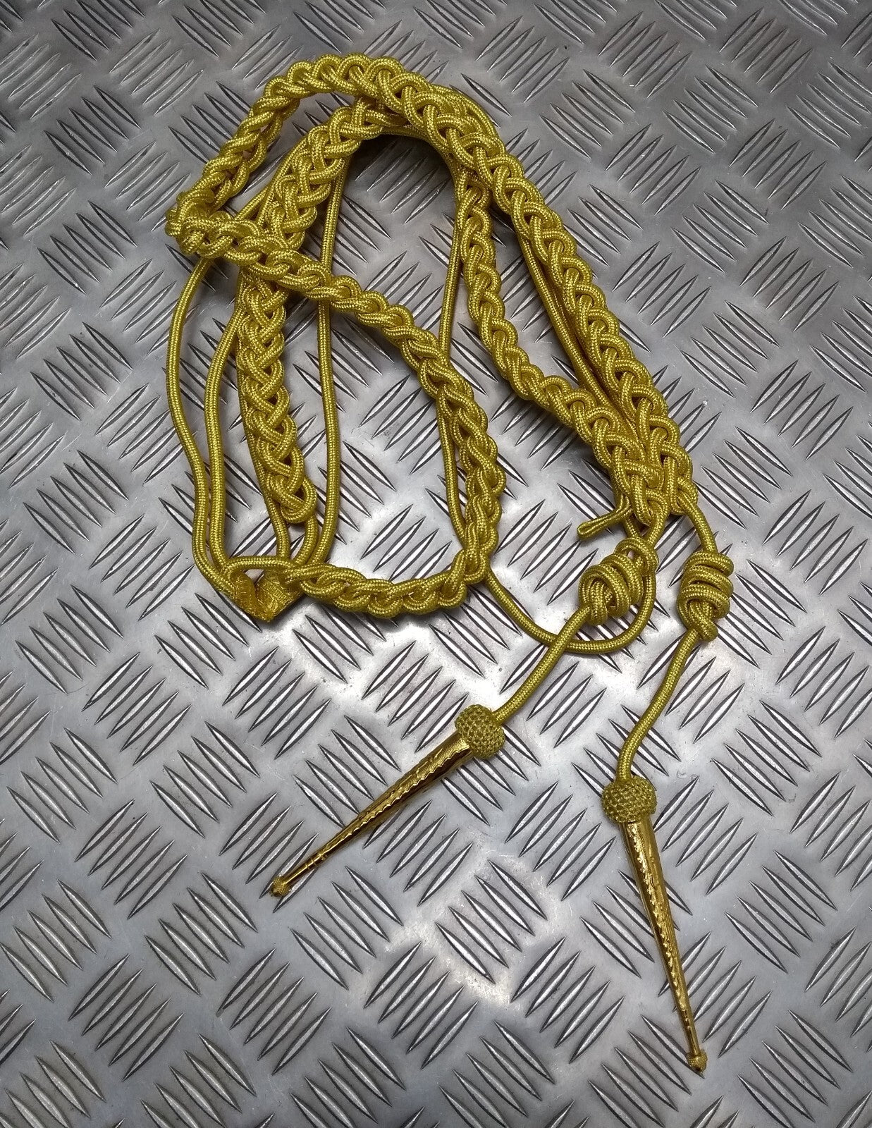 Army Ceremonial Aiguillette / Officers Lanyard Metallic Gold Tip Ends Present