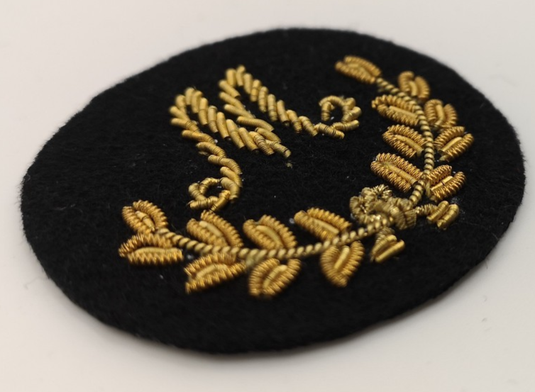Mess Kit Badge Mortar Man Wire Braided on Black Felt Oval Patch