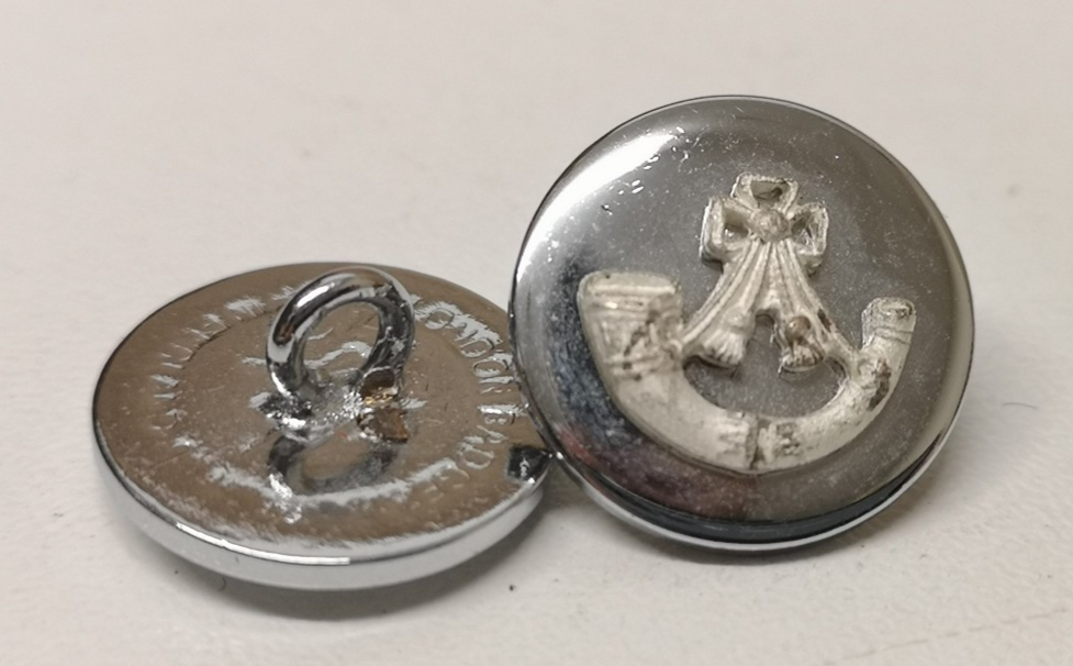 Blazer Buttons with Raised Light Infantry Insignia 24L Chrome / Silver x2