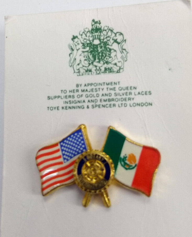 Rotary International Club USA & Mexico Twin Flags Lapel Pin Badge - NEW