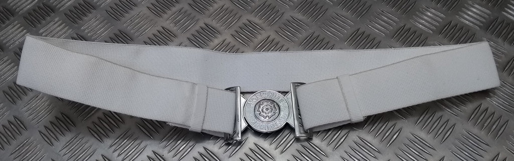 Yorks Belt White Yorkshire Regiment Courlene Belt & Chrome Buckle 44"