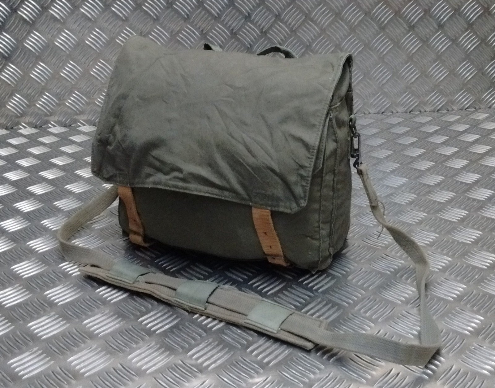 Vintage Military Issue Canvas Shoulder Bag Mini Backpack Grey/Green G2