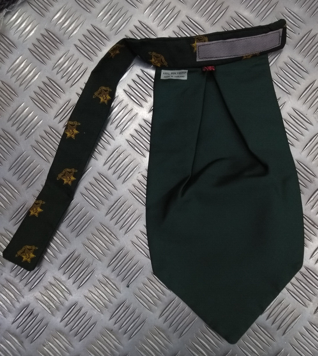 Green Polyester Cravat with The Barbados Regiment Motif - NEW