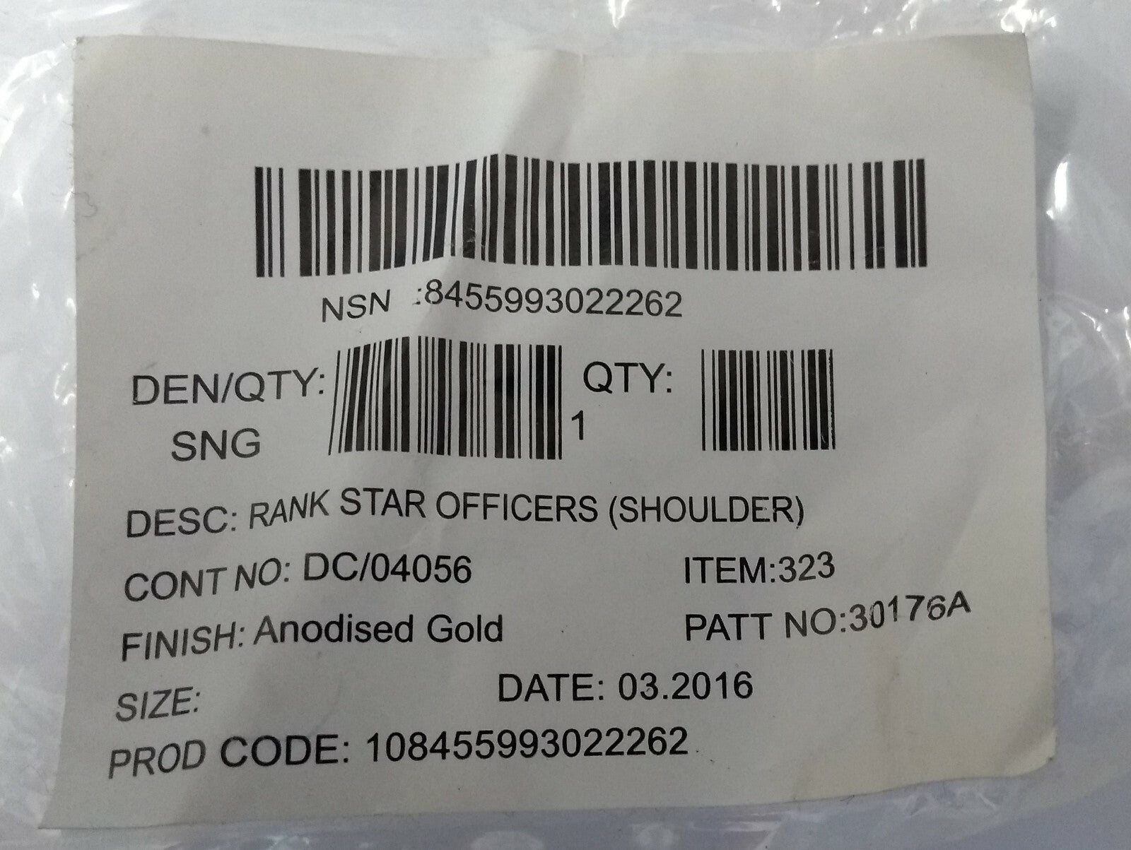 Rank Bath Star Small Ofc with Split Pin x 1 New