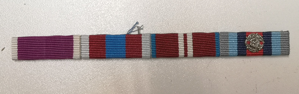 Medal Ribbons 4 in one row with Rosette for No1 No2 Dress British Army Uniform