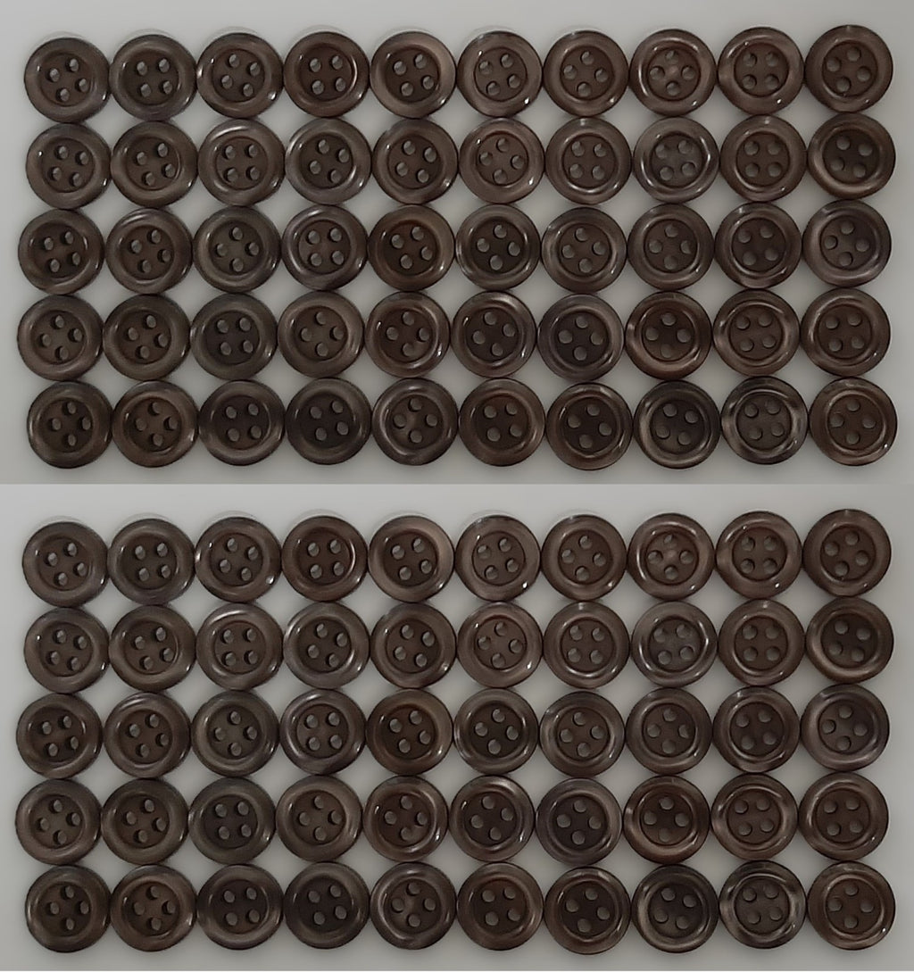 100 Vintage Buttons 4 Hole Shirt / Shank Anchors Pearlesque Brown 10.9mm NOS