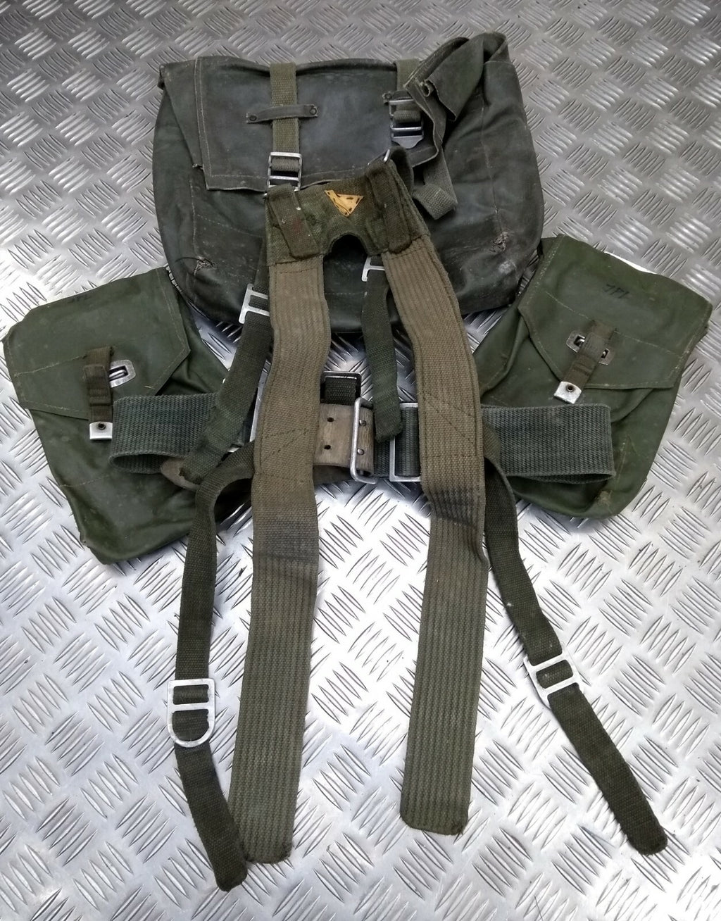 Genuine Vintage Army Webbing Set / Battle Pack Belt And Pouches Heavy PVC G2