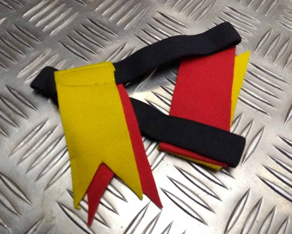 Garter Tabs Vintage Two Tone Yellow & Scarlet 1960s Genuine British NEW