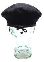 British Beret Compton Webb England Black Lined Wool Leather Edge Asst