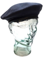 RAF Royal Air Force Beret Knitted Wool Blue Grey With Leather Rim & Badge Eyelets 55cm New