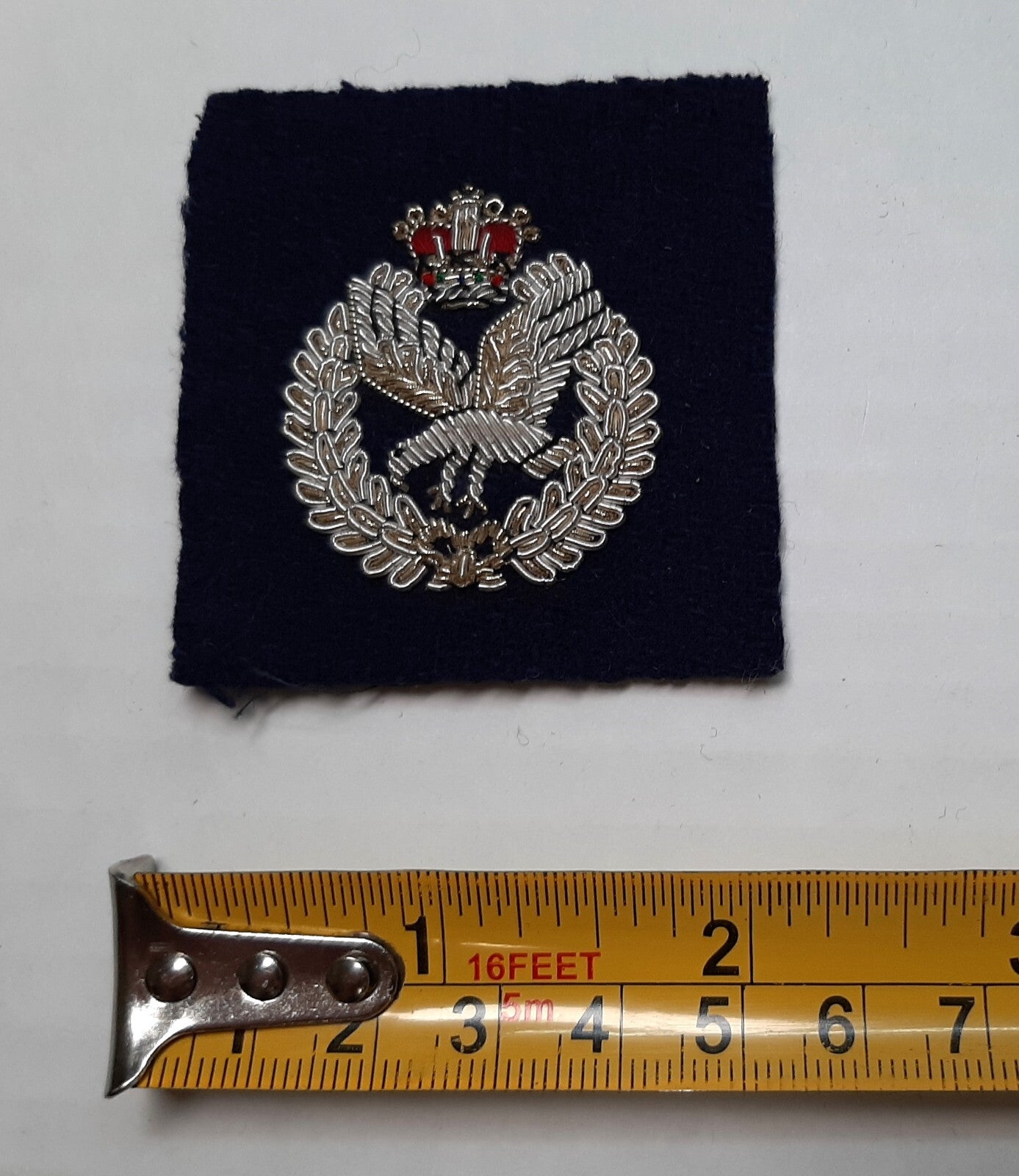 Vintage AAC Beret Badge British Army Air Corps Wire Insignia Patch on Blue NOS
