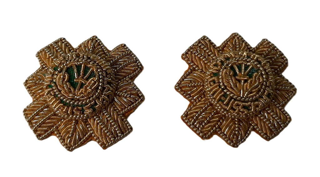Scots Guards Rank Stars Thistle (Gold) Hand Embroidered H/E Insignia 1 Pair