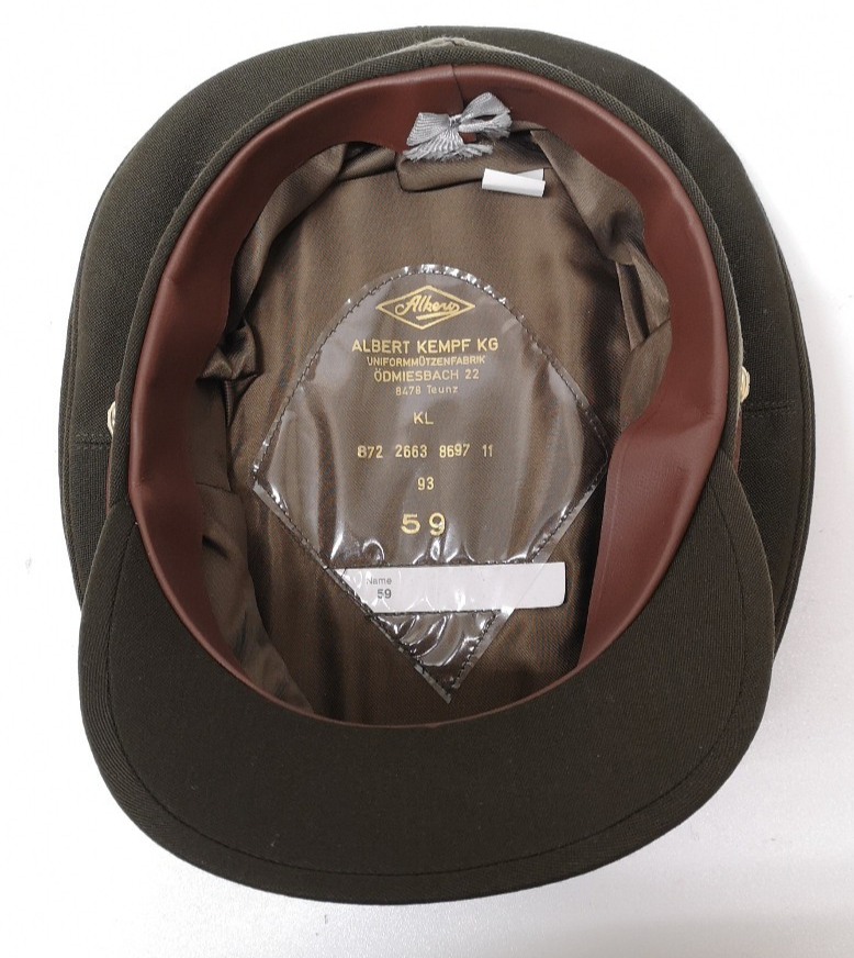 United States Army Officer's Peaked Cap Green with Beige Hatband & Hat Badge