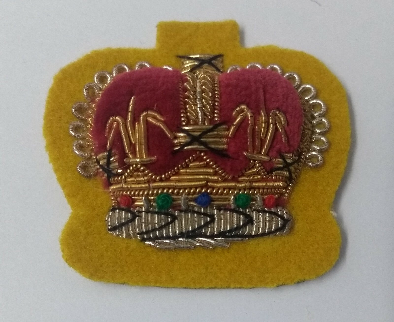 Genuine Vintage British Braided Decorative Crown on Yellow Felt