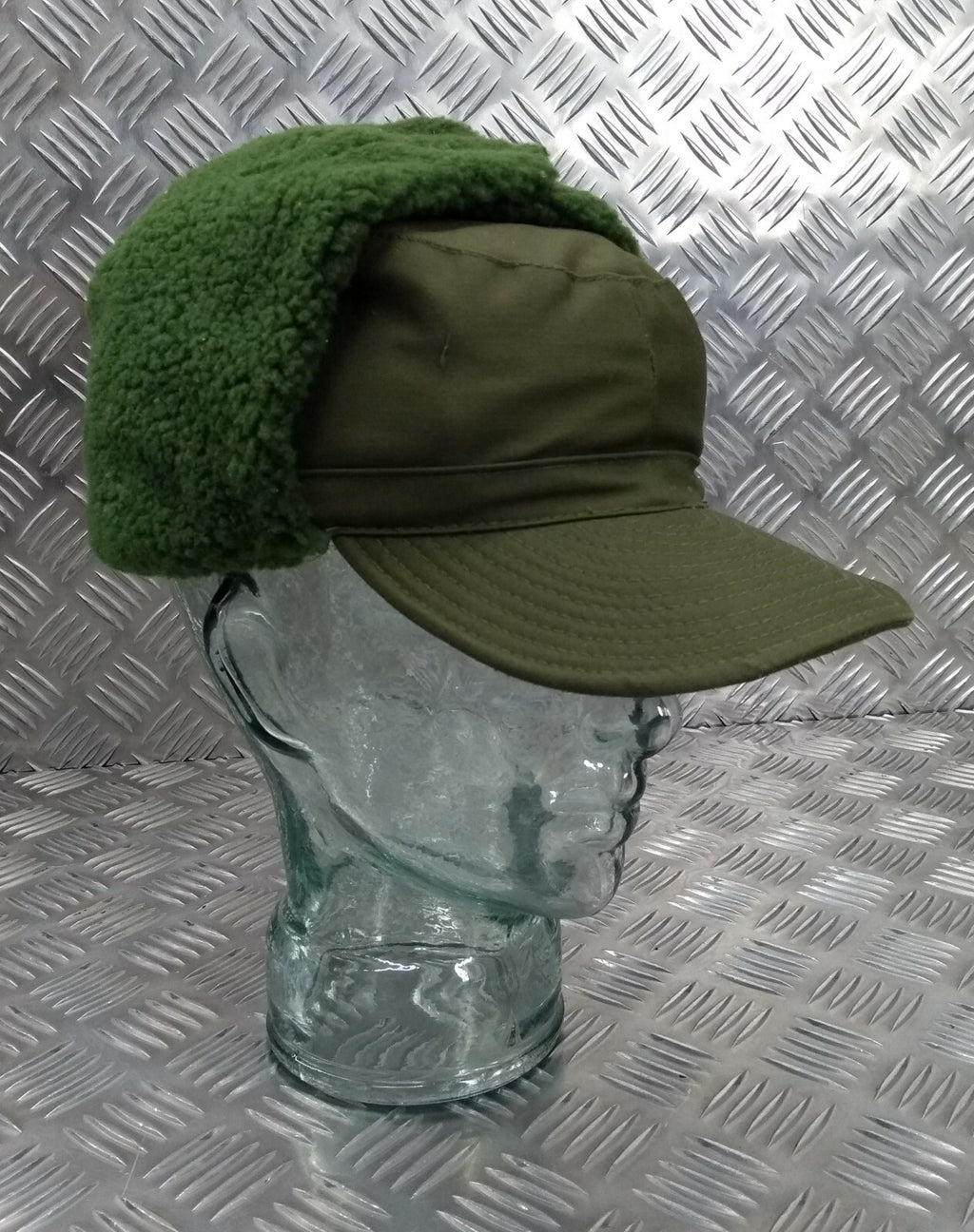 Genuine Swedish Army Olive Drab Green Cold Weather Dog / Trapper Hat 58cm DK1